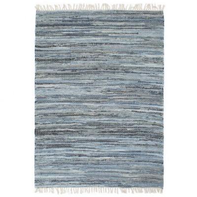 vidaXL Vloerkleed chindi handgeweven 80x160 cm denim blauw