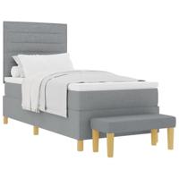 Boxspring bed met matras Lichtgrijs 90 x 200 cm Stof - thumbnail