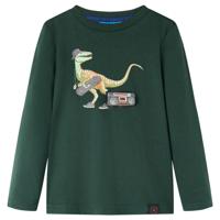 Kindershirt met lange mouwen dinosaurusprint 116 donkergroen - thumbnail
