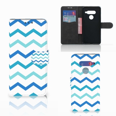 LG V40 Thinq Telefoon Hoesje Zigzag Blauw LG V40 Thinq Telefoon Hoesje Zigzag Blauw