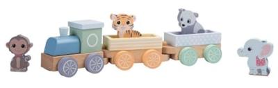 Joueco houten trein wilde dieren