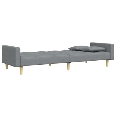Slaapbank 2-zits met voetenbank stof lichtgrijs