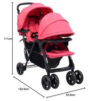 VidaXL Tweelingkinderwagen tandem staal rood - thumbnail