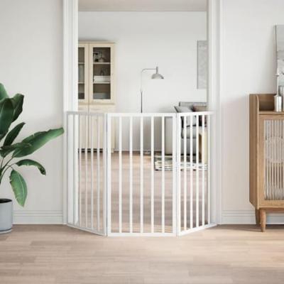 VidaXL Hondenhek opvouwbaar 3 panelen wit 150 cm populierenhout VidaXL Hondenhek opvouwbaar 3 panelen wit 150 cm populierenhout