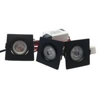 Set 3 x vierkante led inbouwspots 4W zwart - thumbnail