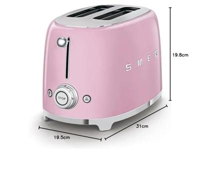 SMEG - Broodrooster - TSF01PKEU Broodrooster 2x2 Roze SMEG - Broodrooster - TSF01PKEU Broodrooster 2x2 Roze