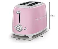 SMEG - Broodrooster - TSF01PKEU Broodrooster 2x2 Roze - thumbnail
