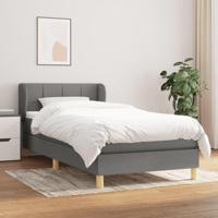 Boxspring met matras stof donkergrijs 90x190 cm - thumbnail