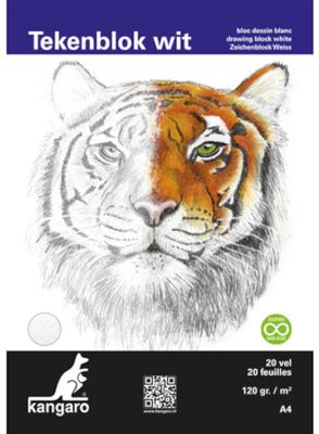 Kangaro k-5340 tekenblok a4 120 gr 20 vel wit fijne korrel kopgelijmd