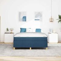 Boxspring bed Blauw en Marineblauw en Wit 140 x 200 cm Stof - thumbnail