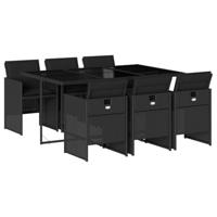 7-delige Tuinset met kussens poly rattan zwart - thumbnail
