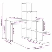 Hoekbureau Betongrijs 101,5 x 149,5 x 149,5 cm Bewerkt hout - thumbnail