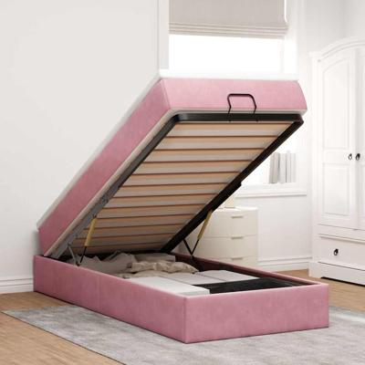 Ottoman bed met matras 80x200cm fluweel roze
