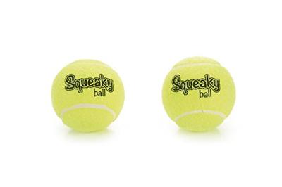 Beeztees hondenspeelgoed tennisballen met pieper vilt d8cm geel 2 stuks