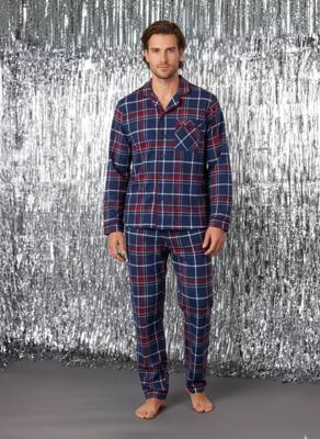 Flanellen herenpyjama capsulecollectie familie Kerst ENVIE DE FRAISE bordeauxrood
