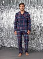 Flanellen herenpyjama capsulecollectie familie Kerst ENVIE DE FRAISE bordeauxrood - thumbnail