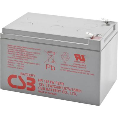 CSB Battery HR 1251W high-rate Loodaccu 12 V 12 Ah Loodvlies (AGM) (b x h x d) 151 x 100 x 98 mm Kabelschoen 6.35 mm Onderhoudsvrij, Geringe zelfontlading CSB Battery HR 1251W high-rate Loodaccu 12 V 12 Ah Loodvlies (AGM) (b x h x d) 151 x 100 x 98 mm Kabelschoen 6.35 mm Onderhoudsvrij, Geringe zelfontlading