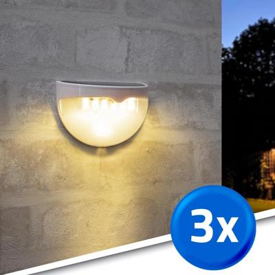 Solar buitenlamp druppel wandlamp wit 6 leds zonne energie 3 stuks