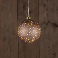 B.O.T. Ball Glass Matt Bronze With Stars 12 cm kerstverlichting Anna's Collection - Annas collection - thumbnail