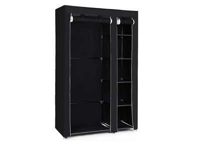 Lowander Garderobekast 'Roma' - Zwart - 175x110x45 cm - Met Hang- en Legruimte