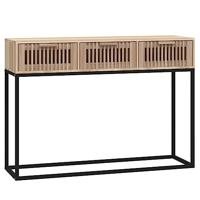 Wandtafel 105x30x75 cm bewerkt hout en ijzer - thumbnail