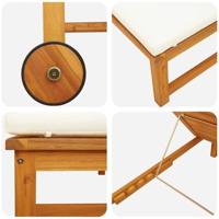 Ligstoel met kussen Bruin 53 x 202 x 89cm Massief acaciahout - thumbnail