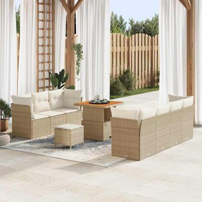 Tuinbankenset 10 pcs Beige poly rattan