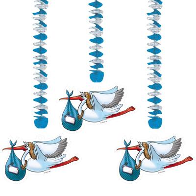 Folat BV Blauwe hangdecoratie, 3st.