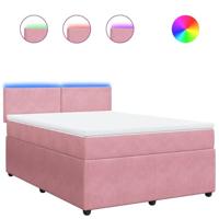 Boxspring met matras fluweel roze 160x200 cm - thumbnail