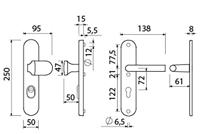 AMI Veiligheidsbeslag 250/50/15 Kt 72 Knop 145 Deurkruk 369 Profielcilinder 72 F1 Deurdikte 38/42 Mm - 656331 - thumbnail