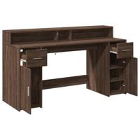 Bureau met LED-verlichting 160x55x91 cm hout bruin eikenkleurig - thumbnail