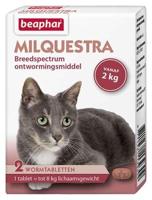 Beaphar Milquestra Ontwormingsmiddel voor de kat 2 tabletten - thumbnail
