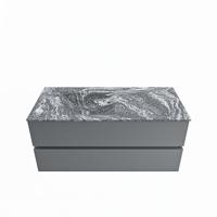 MONDIAZ VICA-DLUX 110cm badmeubel onderkast Plata 2 lades. Inbouw wastafel CLOUD links 1 kraangat, kleur Lava. - thumbnail