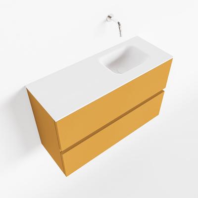 MONDIAZ ADA 80cm toiletmeubel ocher. LEX wastafel talc rechts zonder kraangat MONDIAZ ADA 80cm toiletmeubel ocher. LEX wastafel talc rechts zonder kraangat