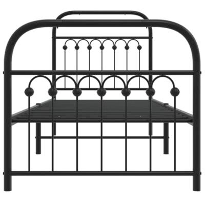 Bedframe met hoofd- en voeteneinde metaal zwart 75x190 cm Bedframe met hoofd- en voeteneinde metaal zwart 75x190 cm
