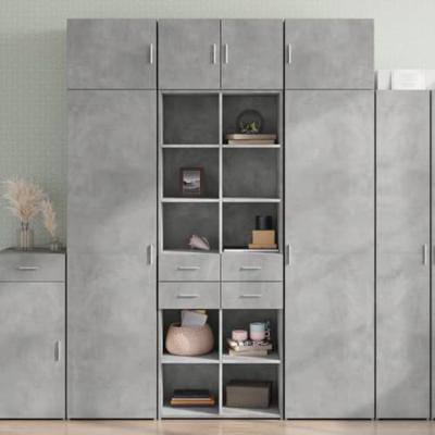 Hoge kast 70x42,5x185 cm bewerkt hout betongrijs