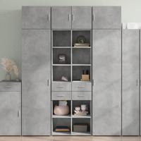 Hoge kast 70x42,5x185 cm bewerkt hout betongrijs - thumbnail