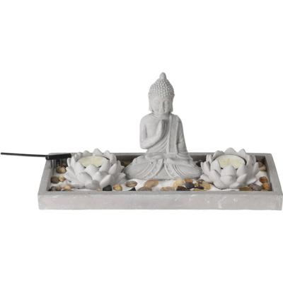 Boeddha zen tuintje set 29,5x12x7cm