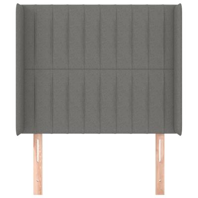 Hoofdbord met randen 163x16x118/128 cm stof donkergrijs - thumbnail