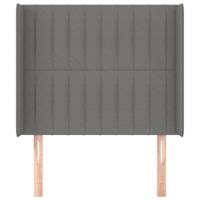 Hoofdbord met randen 163x16x118/128 cm stof donkergrijs - thumbnail