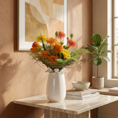 Kunstboeket Inge Dordrecht 35 cm oranje