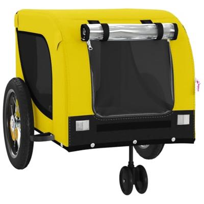 Hondenfietstrailer oxford stof en ijzer geel en zwart - thumbnail