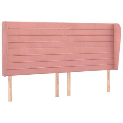 Hoofdbord met randen 203x23x118/128 cm fluweel roze