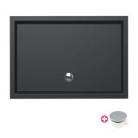 Douchebak Xenz Mariana | 100x75x4 cm | Incl.Afvoersifon-Chroom | Acryl | Rechthoekig | Antraciet mat - thumbnail