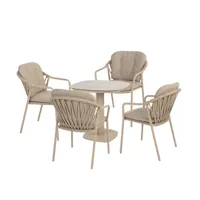 Manolo tafel 75x75x75 cm met 4 Manitoba stoelen latte - thumbnail