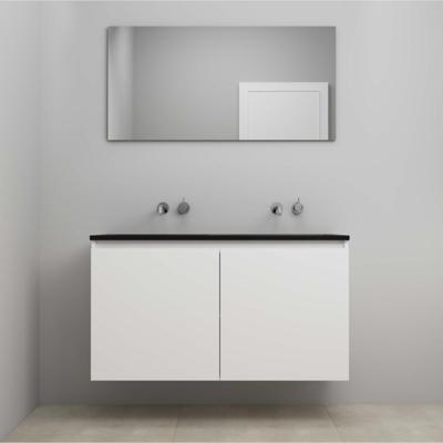 On-Line Badkamermeubelset - 120 cm - Voorgemonteerd - Greeploze Ladestructuur - Acryl Wastafel - zonder Kraangat - Spiegel - Mat Wit - V02