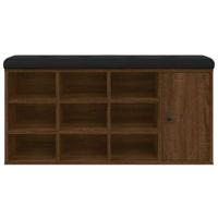 Schoenenbank 102x32x50 cm bewerkt hout bruin eikenkleur - thumbnail