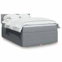 Boxspring met matras stof lichtgrijs 140x190 cm - thumbnail