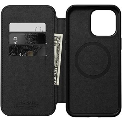 Nomad Modern Horween lederen folio iPhone 14 Pro - Black