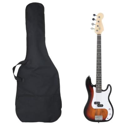 VidaXL Basgitaar voor beginners elektrisch met tas 4/4 46" bruin wit VidaXL Basgitaar voor beginners elektrisch met tas 4/4 46" bruin wit